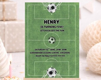 Personalised Football Pitch Birthday Invitation | Editable Kids Soccer Party Invite | Football Soccer Boy Party Invite | Stadium Invite