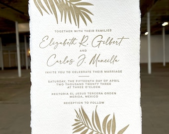 Deckled Torn Edge Wedding Invitations with Monogram