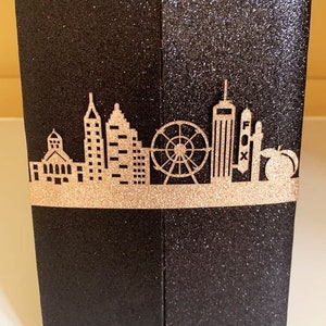 Atlanta City Wedding Invitation Belly Band Skyline Lasercut image 1