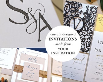 Custom Designed Wedding Invitations made from Inspiration, Client Ideas, Personalized New Invitations for Party