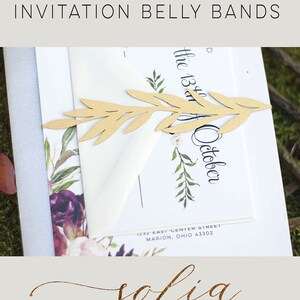Leaf Vine Wedding Invitation Belly Band Custom Laser Cut image 8