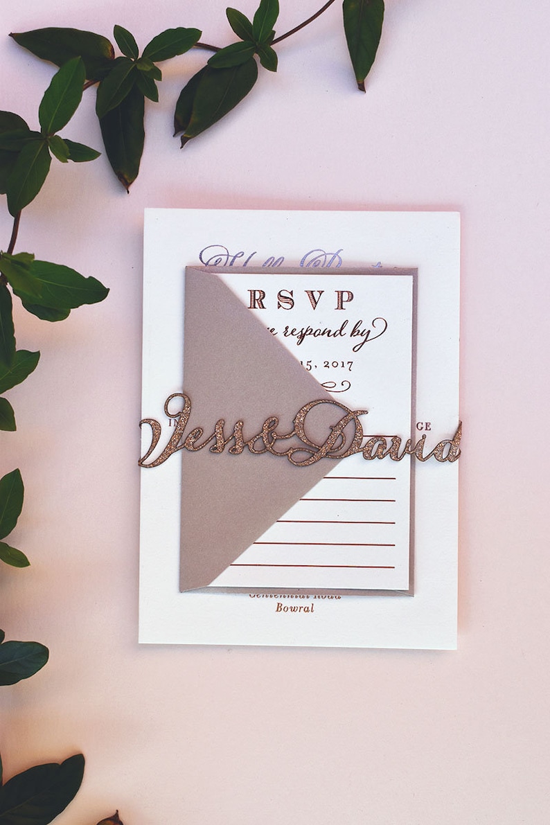 Laser Cut Wedding Invitation Belly Bands With Custom Names Etsy