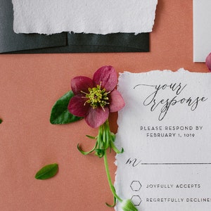 Handmade Paper Wedding Invitations with Torn Deckled Edges image 3