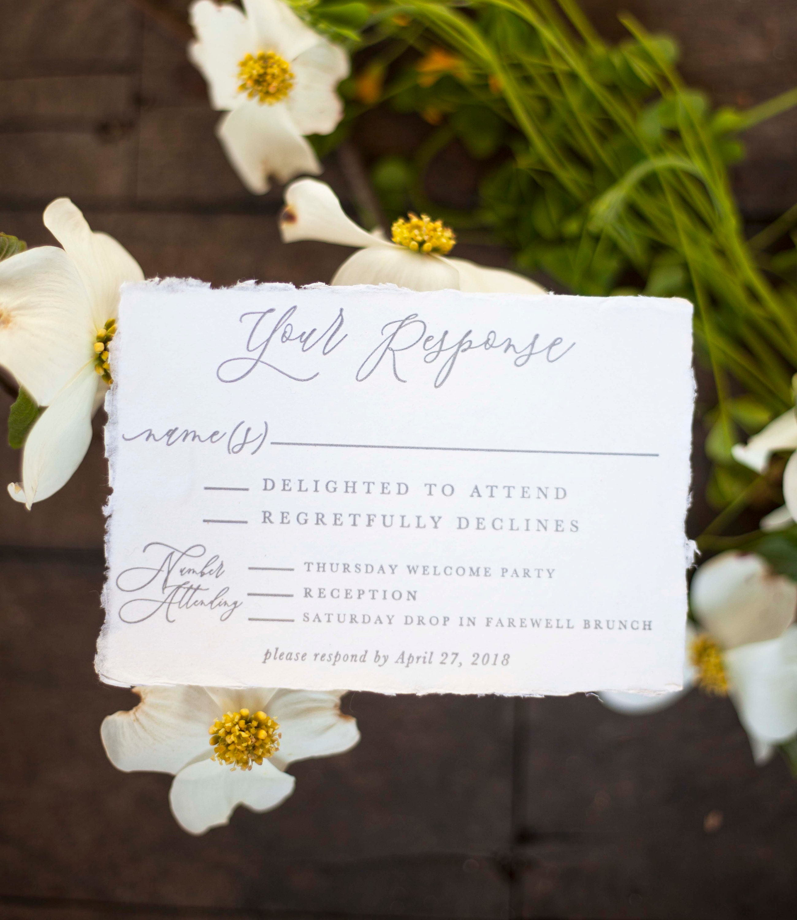 Open Ripped Present Paper Invitation Handmade Paper Wedding Invitation With Torn Deckled Edges and ...