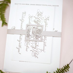 Monogram Wedding Invitation Belly Band Wrap image 6