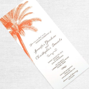 Vintage Palm Tree Wedding Invitation, Destination Wedding Invite, Beach, Tropical image 1