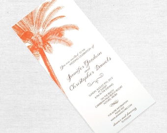 Vintage Palm Tree Wedding Invitation, Destination Wedding Invite, Beach, Tropical