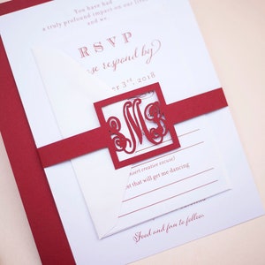 Monogram Wedding Invitation Belly Band Wrap image 8