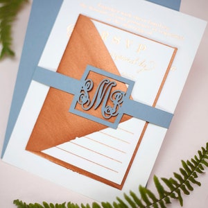 Monogram Wedding Invitation Belly Band Wrap image 5