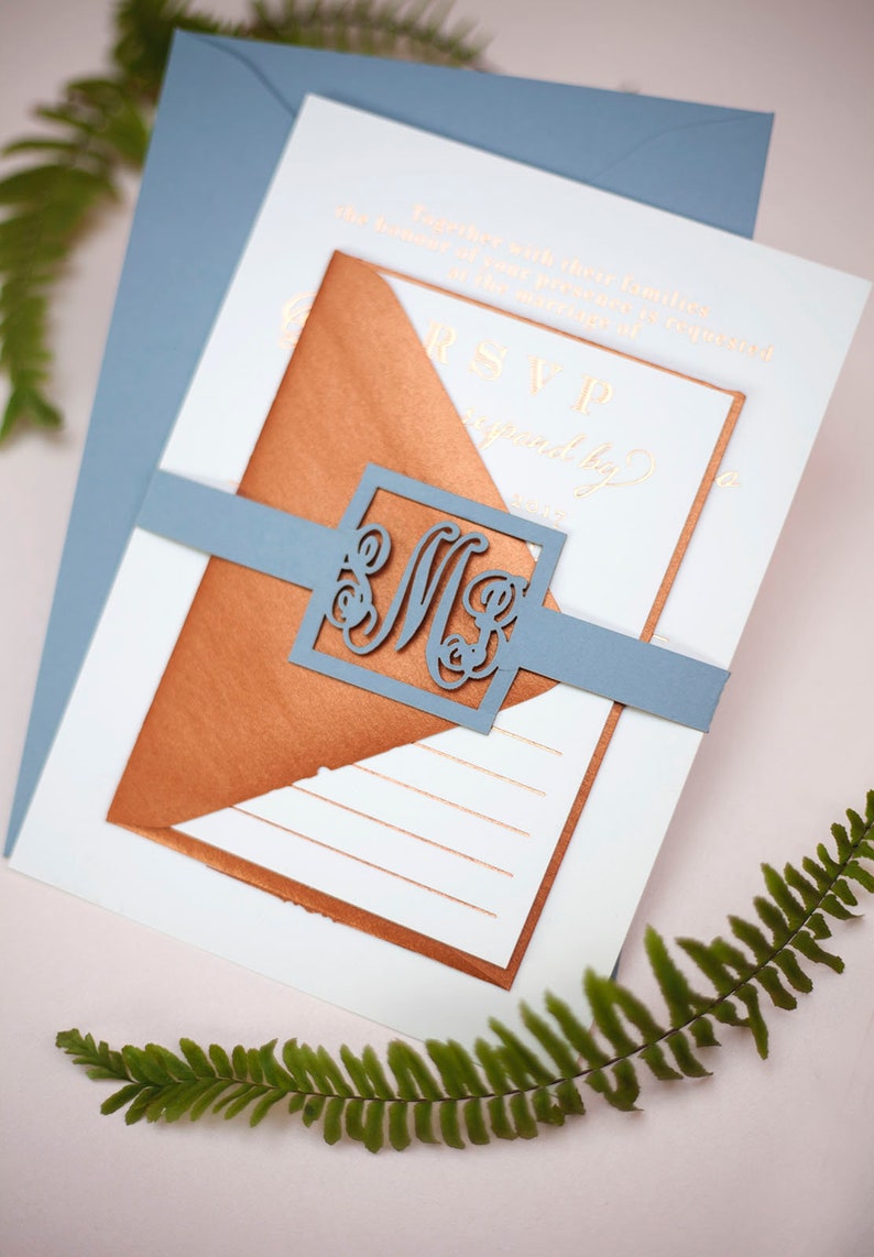 Monogram Wedding Invitation Belly Band Wrap Etsy