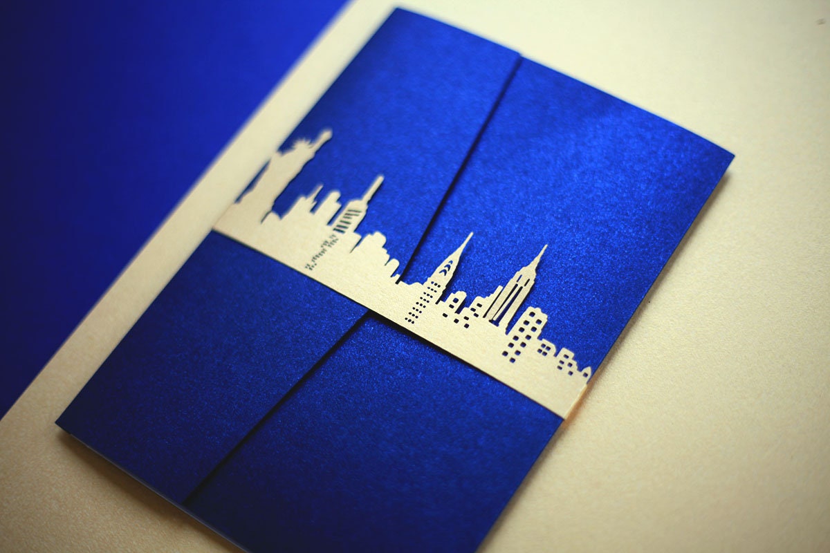 New York City Skyline Laser Cut Belly Band — Sofia Invitations and Prints