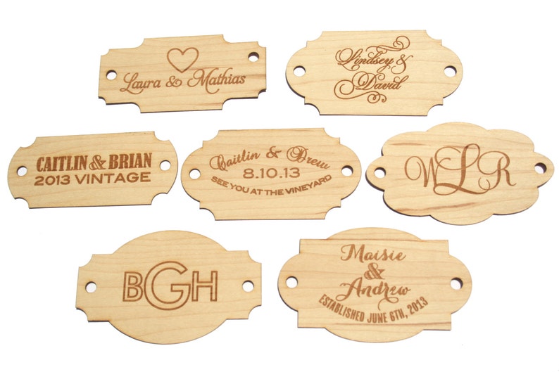 Custom Wood Tag: Engraved Monogram in Custom Shapes, for your wedding, special event, or crafting image 2