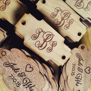 Custom Wood Tag: Engraved Monogram in Custom Shapes, for your wedding, special event, or crafting image 1