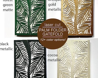 Laser Cut Palm Leaf Gatefold Folder Wrap