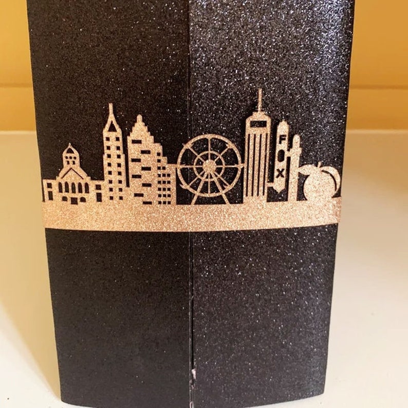 Atlanta City Wedding Invitation Belly Band Skyline Lasercut image 1