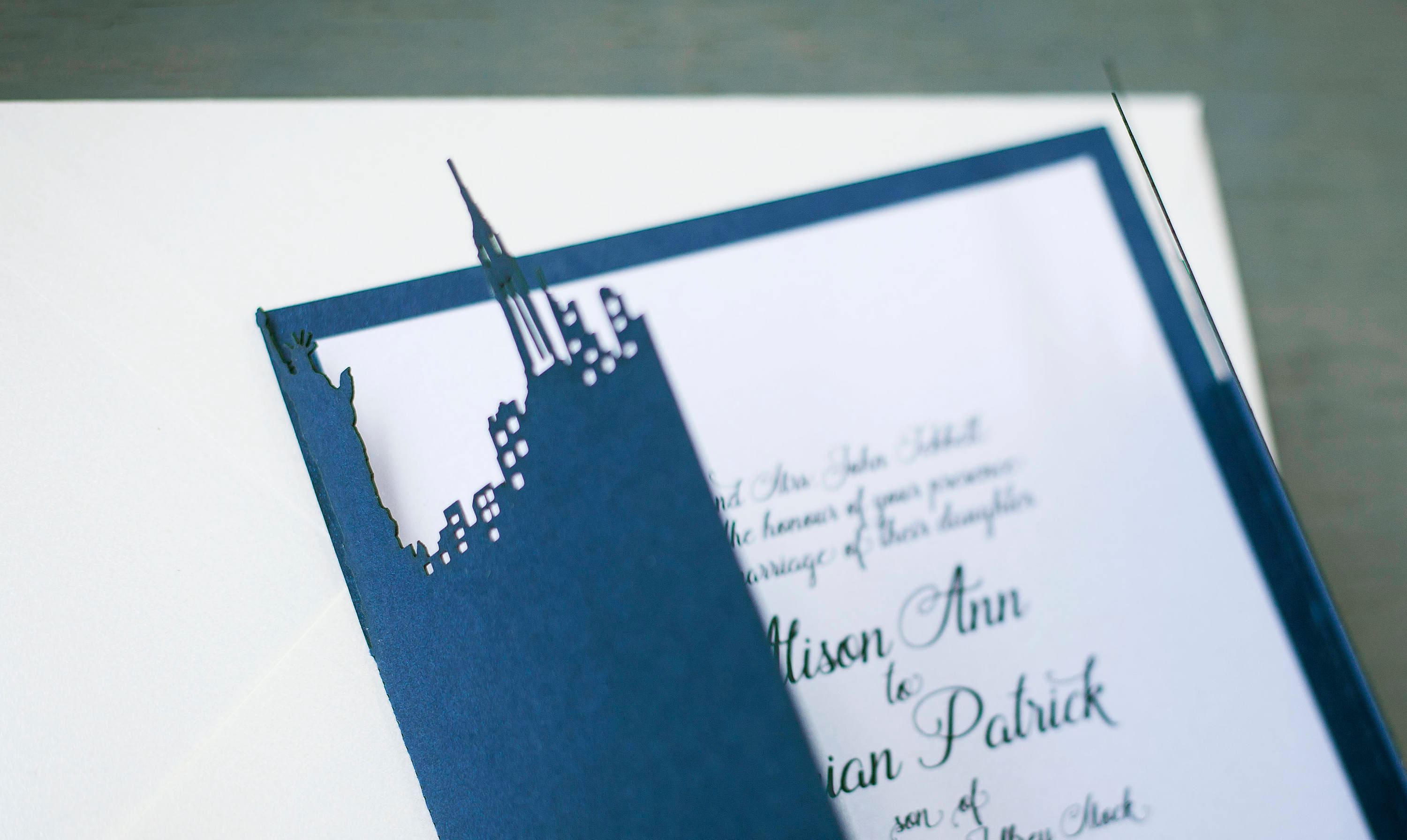 New York City Wedding Invitation, Laser Cut City Wedding Invitation