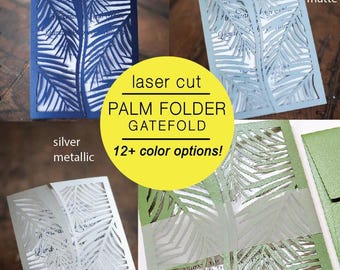 Laser Cut Palm Leaf Gatefold Folder Wrap