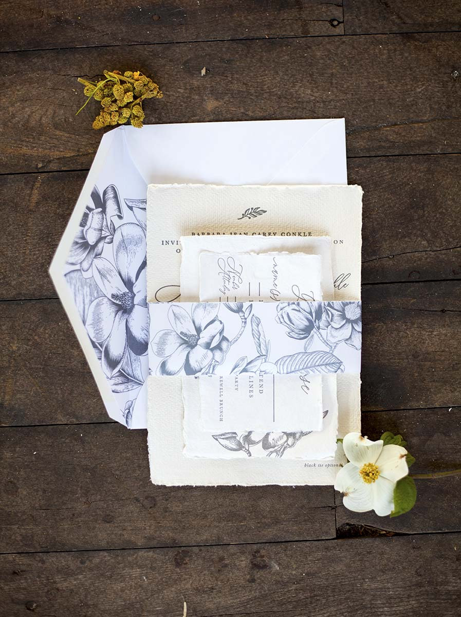 Open Ripped Present Paper Invitation Handmade Paper Wedding Invitation With Torn Deckled Edges and ...