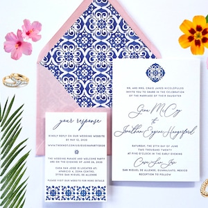 Geometric Pattern Wedding Invitation with Envelope Liner
