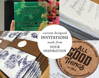 Custom Business Invitations, Custom Bah Mitzvah Invitations, Custom Bar Mitzvah Invitations, Custom Anniversary Invitations, Wedding Invites