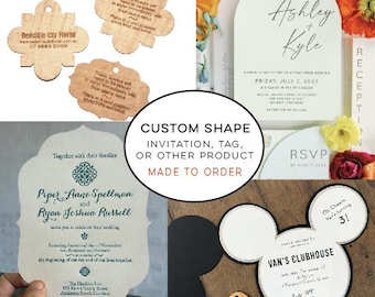 Custom shaped invitation for wedding or party made to order.