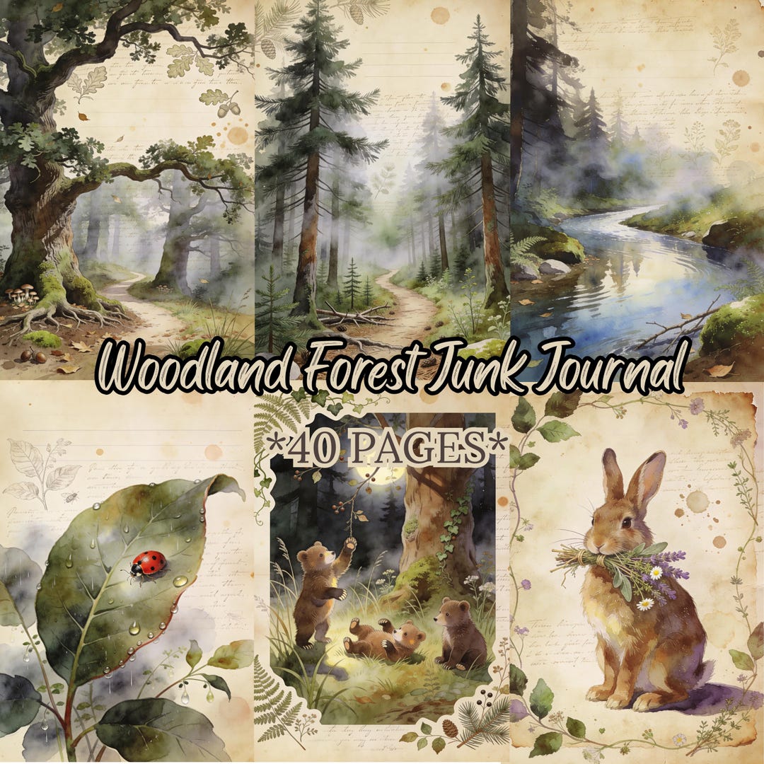 Woodland Forest Junk Journal Pages | Enchanted Forest Animals Ephemera ...