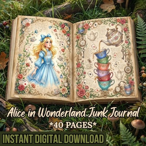 Alice im Wunderland Junk Journal Kit | Wunderland druckbare Seiten | Sofortiger digitaler Download