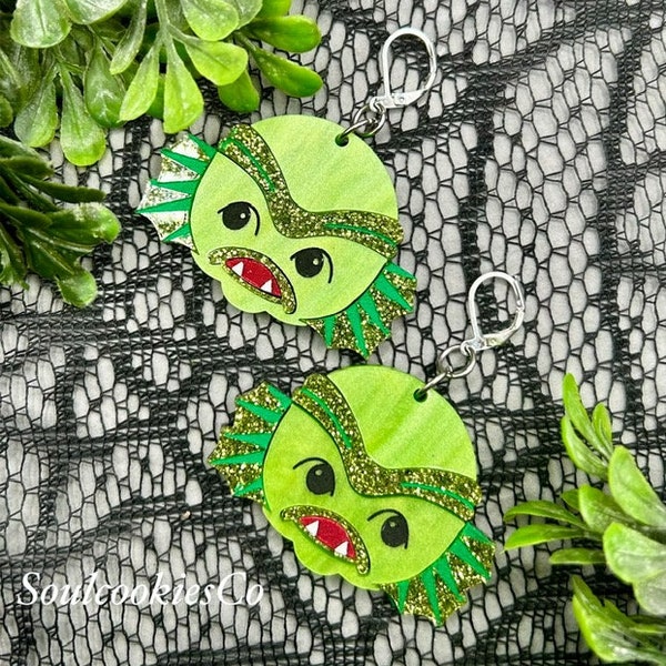 Handmade Laser Cut Acrylic Kawaii Kitschy Creature Kewpie Earrings