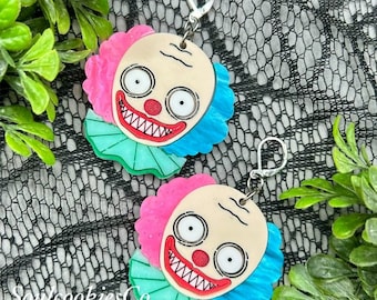 Handmade Laser Cut Creepy Clown Earrings