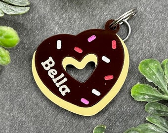 Laser cut Acrylic Valentines Heart Donut Personalized Pet Custom Collar Tag