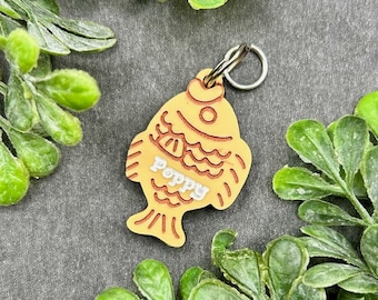 Laser cut Acrylic Fish Pastry Personalized Pet Custom Collar Tag
