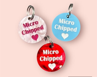 Laser cut Acrylic Micro Chipped Personalized Pet Custom Collar Tag