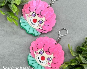 Handmade Laser Cut Kawaii Clown Earrings