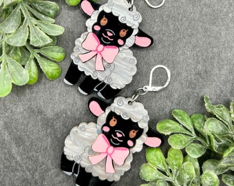 Cute Spring Easter Lamb Laser Cut Acrylic Earrings