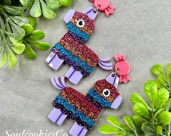 Handmade Laser Cinco de Mayo Pinata Earrings