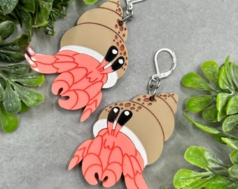 Cute Summer Beach Hermit Crab Laser Cut Acrylic Earrings