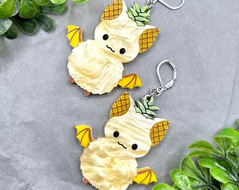 Handmade Laser Cut Pineapple Fruit Bat Earrings