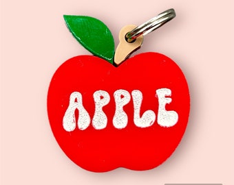 Laser cut Acrylic Cute Apple Personalized Pet Custom Collar Tag