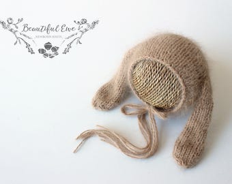 Knitting Pattern - Bunny Newborn and Sitter Bonnet - Photography Prop