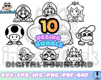 Retro Game 10 Peekers | Cute Platform Adventure Bundle | Svg Png Dxf Eps Cdr Pdf Jpg | Cricut Silhouette Laser Engraving Cutting Files