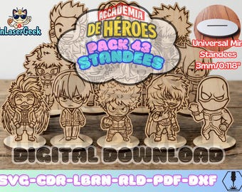Anime Manga MHA figures pack of 43 laser cut files svg dxf cdr lbrn rld pdf digital download for cnc laser vector bundle set