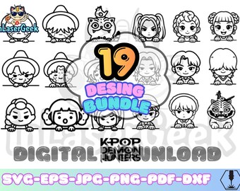 Kpop Fantasy 19 Peekers | Cute Pop Idol Character Bundle | Svg Png Dxf Eps Cdr Pdf Jpg | Cricut Silhouette Laser Engraving Cutting Files