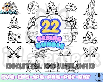 Classic Creatures Gen 2 22 Peekers | Cute Anime Bundle | Svg Png Dxf Eps Cdr Pdf Jpg | Cricut Silhouette Laser Engraving Cutting Files