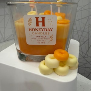 Vela de soja Dreamsicle, cobertura de ceras aromáticas Fruit Loops, paquete de decoración de piruletas