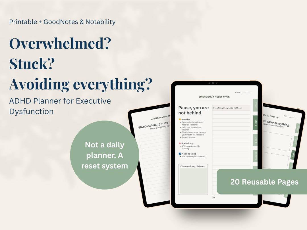 ADHD Planner for Overwhelm & Executive Dysfunction | Printable PDF ...