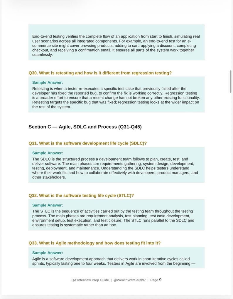QA Interview Prep Guide – Software Testing Questions, Answers, Resume Tips (Instant Download) image 5