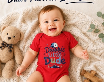 Daddys Little Dude Baby Boy Bodysuit, Cool Baby Outfit for Son, New Dad Gift, Fathers Day Baby Clothes, Daddys raising Little Men