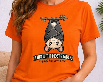 Funny Bat Shirt, Dark Humor Halloween Tee, Cute Goth Bat T-Shirt, Sarcastic Mental Health Spooky Gift