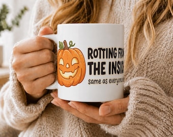 Funny Halloween Mug, Dark Humor Pumpkin Coffee Mug, Sarcastic Jack-o-Lantern Gift, Spooky Season Cup