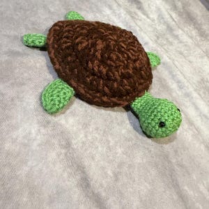 Crochet Turtle Coaster, Flip Up Amigurumi Mug Mat, Green Brown Yarn Home Decor